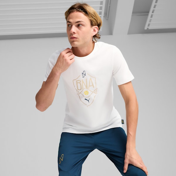 PUMA x NEYMAR JR "BNA" Men's Logo Tee, PUMA White-Sand Dune, extralarge